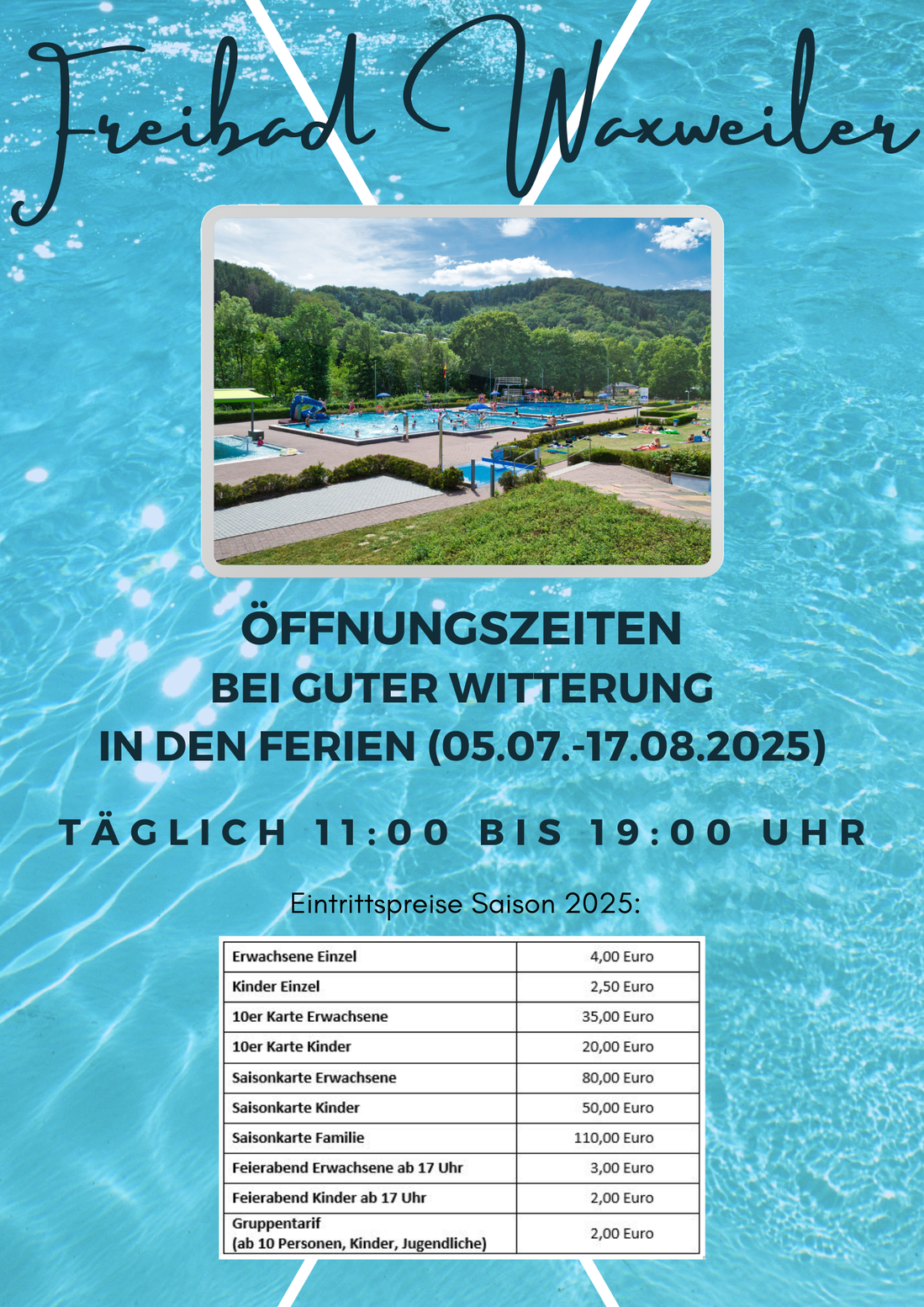 17.08.2025 Freibad Waxweiler Ferien Öffnungszeiten